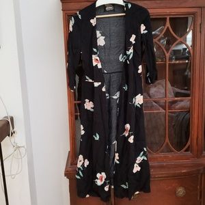 Midi 3/4 sleeve black floral dress reformation